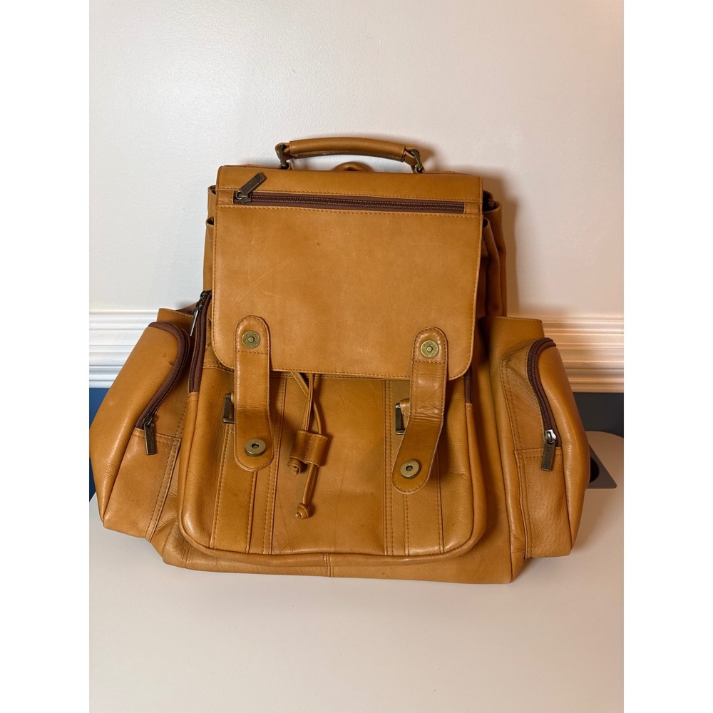 Le Donne Leather Backpack Unisex Large Tan Vintage Colombian Rucksack Travel